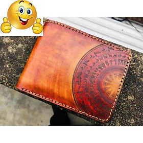 VÍ RAM TRỐNG ĐỒNG VÀNG NÂU DÁNG NGANG (DA BÒ THUỘC THẢO MỘC) – MỆNH THỔ VÀ MỆNH KIM - HÀNG CHÍNH HÃNG RAM LEATHER .