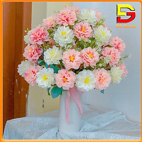 Mua Chậu Hoa Lụa Cúc Ping Pong Cao Cấp Cắm Sẵn Hoa Giả Trang Trí Bàn Trà Phòng Khách Kệ Tủ Tuyệt Đẹp DG-131