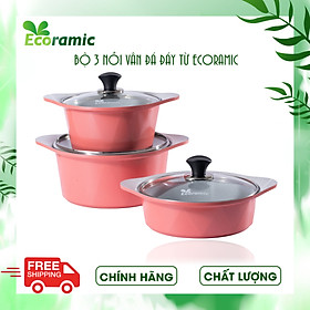 Bộ 3 Nồi V-Line Ecoramic Đáy Từ Chính Hãng, Chống Dính, Cực Bền, Dùng cho mọi loại bếp trừ bếp từ, Bảo hành chính hãng 2 tháng