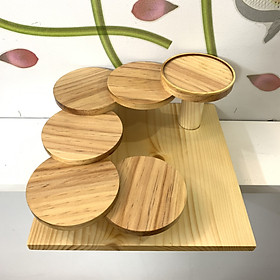 Khay gỗ trang trí món ăn sushi Nhật - Hình tròn - Gỗ thông tự nhiên