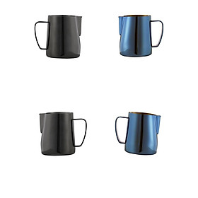 Milk Frothing Pitcher Latte Art Jug 350ml Stainless Steel Blue and Black