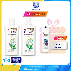 Combo 02 Dầu Gội Trị Gàu Clear Mát Lạnh Bạc Hà