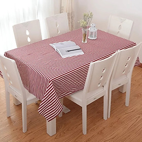 Mua Khăn trải bàn vải bố - Họa tiết Sọc đỏ trắng to - mẫu I08