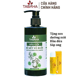 Dầu Gội Thiên Nhiên Bồ Kết Vỏ Bưởi Tabaha 300ml Giảm Rụng Tóc Tặng Son Dưỡng Môi