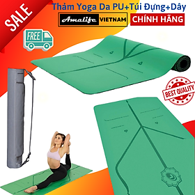 Thảm Tập Yoga Định Tuyến Da PU Cao Cấp Amalife + Túi Đựng Thảm Tập Yoga Định Tuyến + Dây Buộc Thảm Tập Yoga Định Tuyến