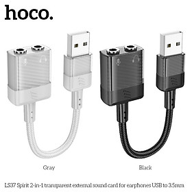 Mua Dây cáp chuyển đổi âm thanh 3.5 Hoco LS37 Spirit cho tai nghe USB  Type C to 3.5 hàng chính hãng - USB ra 2 cổng 3.5