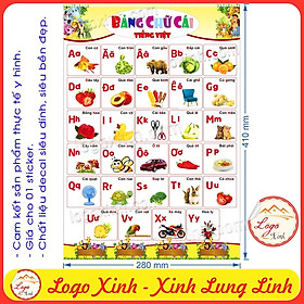 Bảng Chữ Cái In Hoa, In Thường Bằng Tếng Việt Kèm Hình Minh Họa Dạng Decal Dán Cho Bé Lớp Tiểu Học, Mầm Non, Bé Tập Đọc