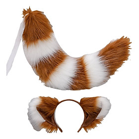 Ears Tail Cosplay Headband Props Animal Headwear Costume Accessories White