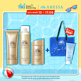Bộ sản phẩm Kem chống nắng Anessa bảo vệ hoàn hảo cho da mặt và toàn thân (Gold Milk 60ml + Gold Gel 90g + Gold Spray 60g)