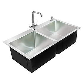 Mua Chậu rửa bát 2 hố inox dập đúc. Sản phẩm bao gồm chậu  khay  xifong. Bề mặt bóng mờ. Bền đẹp  dễ dàng vệ sịnh lau rửa. CR201-01
