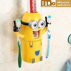 Bộ nhả kem đánh răng Minion dễ thương bộ dụng cụ để bàn chải và kem đánh răng kèm cốc_BEP NGON NGON