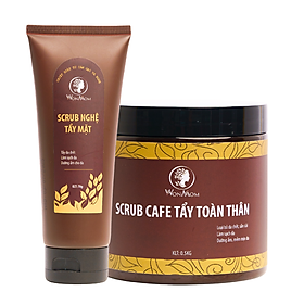Bộ tẩy tế bào chết toàn diện Wonmom ( 1 Scrub nghệ tẩy mặt + 1 Scrub café tẩy toàn thân )