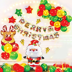 Bong bóng trang trí noel giáng sinh Merry christmas và ông già noel có đèn led - Tấm poster trang trí dịp giáng sinh noel