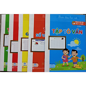 Bộ 5 cuốn Bước đầu học viết (tập tô vần, tập tô số và hình khối, tập viết các nét cơ bản, tập viết chữ cái, tập tô chữ)
