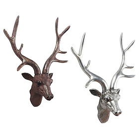 2pcs Resin 3D Deer Head Wall Decor Statue Nordic Decorative Art Bar Accents
