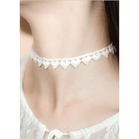 Vòng cổ choker tattoo tim trắng V65