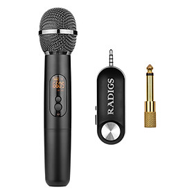 Micrphone không dây UHF với bộ chuyển đổi âm thanh cầm tay 500-950MHz cổng cắm 3.5mm và 6.35mm