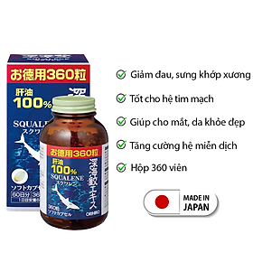 Viên uống dầu gan cá mập orihiro squalene nhật bản hỗ trợ xương khớp, tim mạch 360 viên/lọ jn-or-squ01