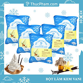 [ĂN BAO GHIỀN❤️] Combo 5 Gói Bột Làm Kem Tươi ThucPham.Com Vị Vani - Túi 1kg - Được Chứng Nhận HTQL An Toàn Thực Phẩm ISO 22000:2018