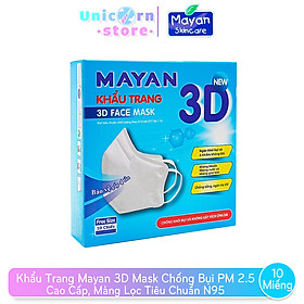 Hộp 10 Khẩu Trang Mayan 3D Mask Chống Bụi PM 2.5 Cao Cấp, Màng Lọc Tiêu Chuẩn N95