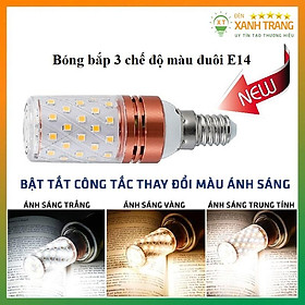 Bóng bắp led 3 chế độ màu đuôi E14 công suất 8+8W sử dụng cho đèn ngủ, đèn chùm, đèn tường trang trí.