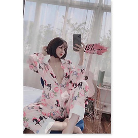 Set Pizama Nữ Mặc Nhà - Đồ Bộ Pijama Ngủ Đồ Bộ Ngủ Nữ Satin Cao Cấp Tay Cánh Dơi Kiểu Dáng Độc Lạ-Kèm Hình Thật Shop Ch