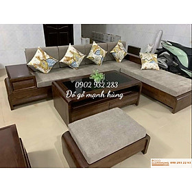 Bộ bàn ghế phòng khách sofa góc gỗ sồi mẫu chân cuốn M 12.3 - Đồ Gỗ Mạnh Hùng