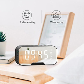 Mua Loa bluetooth mini kiêm đồng hồ báo thức để bàn dạng gương Kimiso K10- Đồng hồ điện tử thông minh- Thể hiện nhiệt độ