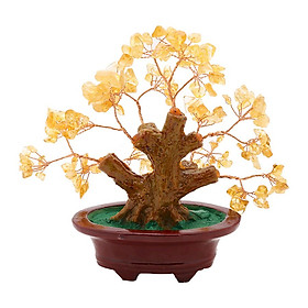 Cây Tài Lộc Kim Tiền Bằng Đá Thạch Anh Vàng (12 x 16 cm)