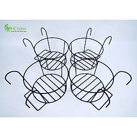 Mua Combo 4 Giỏ sắt dùng treo chậu cây ban công  hàng rào tiện dụng - loại tròn - sắt sơn tĩnh điện