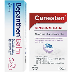 Combo Kem Chống Hăm Dưỡng Ẩm Bepanthen 100g - Tặng Kèm Dung Dịch Vệ Sinh Phụ Nữ Từ Pháp Canesten