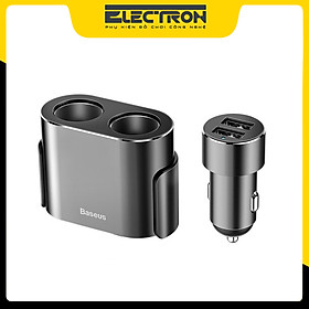 Củ sạc trên oto chia tẩu Baseus High efficiency one tow two cigarette lighter (CRDYQ-01) - Hàng chính hãng