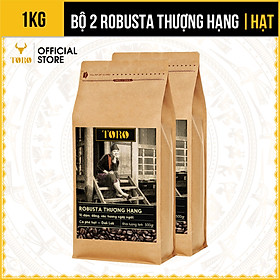 [1KG] Bộ 2 Cà Phê Hạt Toro Robusta Thượng Hạng Nguyên Chất 100% | 500GR/Gói | TORO FARM