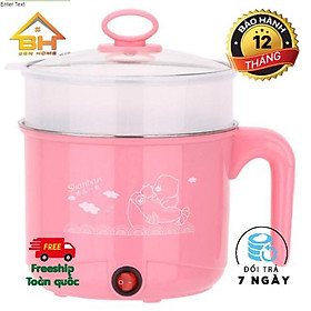 Ca Nấu Mì, Nấu Cơm Đa Năng Có Tay Cầm 1,8L Kèm Giá Hấp nhựa 2021