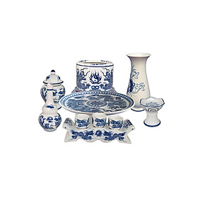 Mua Bộ đồ thờ sứ men trắng ( TR16 ) cho ban thờ treo tường  cỡ nhỏ 81×48cm