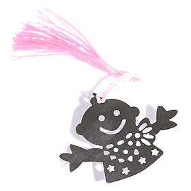 Bookmark Đánh Dấu Sách Kim Loại Kèm Dây Tua - Em Bé Dây Hồng