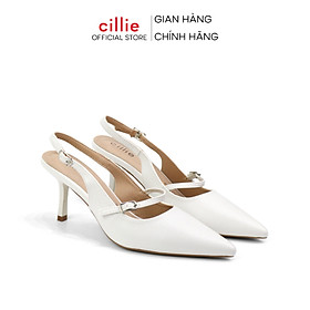 Giày Cao Gót Slingback Nữ Cillie Mũi Nhọn Mềm Mại Gót Cao Chắc Chắn 1228