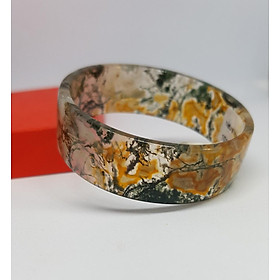 Vòng tay băng ngọc thủy tảo bản vuông, đã kiểm định - Đá Non Nước