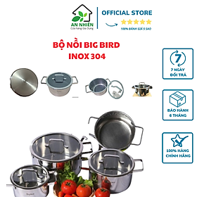 Mua BỘ NỒI BIG BIRD BLACK CUBE INOX 304 LIỀN KHỐI CAO CẤP  4 NỒI GỒM SIZE 16CM  18CM  20CM  24CM  NẮP KÍNH BẰNG  QUAI VUÔNG  DÙNG ĐƯỢC CHO MỌI LOẠI BẾP TỪ  HỒNG NGOẠI  GA