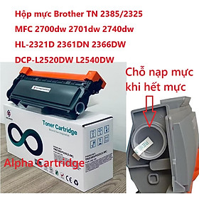Hộp mực TN 2385 dành cho Brother HL-L2321D HL-2361DN HL-2366DW MFC-L2700dw MFC-L2701DW 2300D/2320D/L2340DW/L2360DW/L2380DW/L2321D/L2361DW DCP-L2520DW/L2540DW MFC-L2700DW -Chất lượng cao Mới 100%, Full hộp Hàng chính hãng Alpha Cartridge 