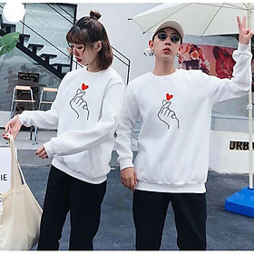 Áo đôi thu đông trái tim, chất nỉ đẹp