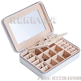 Mua Hộp đựng trang sức mỹ phẩm cao cấp HENRYSA có gương chất Da PU chống nước