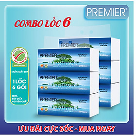 [COMBO 6 LỐC] Khăn giấy lụa, khăn đa năng Premier Vinatissue 2 lớp 100% bột giấy nguyên sinh, không chất tẩy 280 tờ