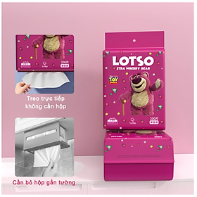 Khăn giấy lau đa năng gấu dâu LOTSO bịch lớn 200 tờ, khăn lau mặt dùng 1 lần, chất cotton mềm mịn GD761-RutLotso