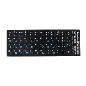 HQ Stickers for keyboard ENG (white)/RUS (blue) letters on a Black