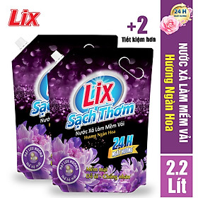 COMBO 2 túi nước xả vải Lix sạch thơm hương ngàn hoa 2 túi x 3.2 lít L17702