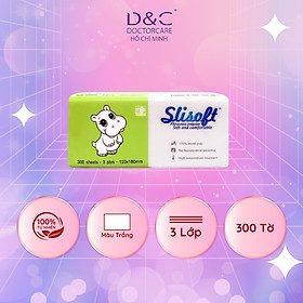 Giấy ăn Slisoft Trắng 100 tờ x 3 lớp, khăn giấy khô thân thiện môi trường không chất tẩy trắng an toàn cho cả gia đình
