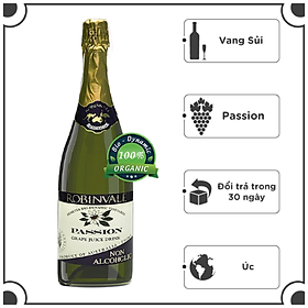 Vang sủi Robinvale Grape Sparkling 750ml - Không Cồn Organic - Passion