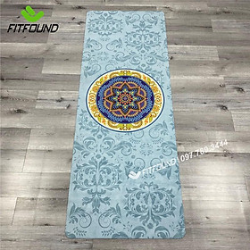 Thảm tập yoga chống trượt du lịch 1,5mm cao su microfiber in hoa , định tuyến  siêu mỏng gấp gọn như khăn trải thảm