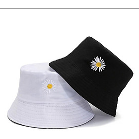  Mũ Bucket nữ   Mũ vành tròn thêu 2 mặt phong cách Ulzang Unisex